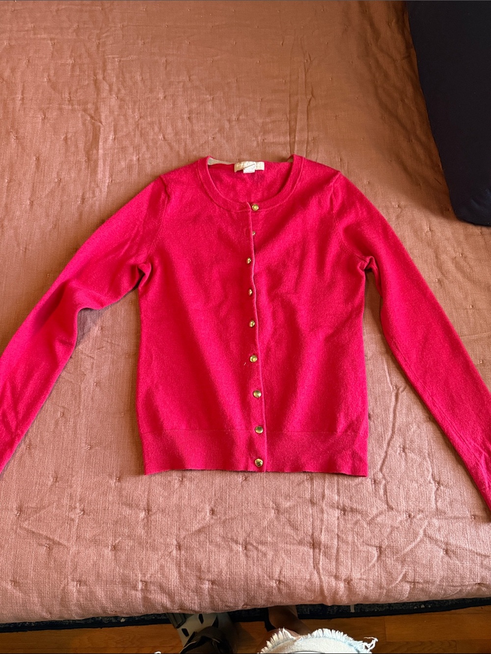 Women’s Crewneck Button-Up Sweater Cardigan - Pink